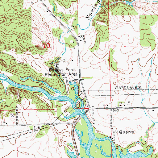 Topographic Map of Bailey's Ford Post Office, IA