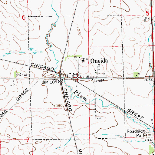 Topographic Map of Oneida (historical), IA