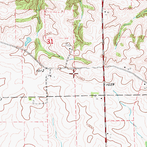 Topographic Map of Green Hill Post Office (historical), IA