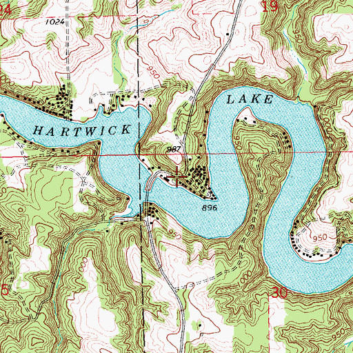 Topographic Map of Hartwick Post Office (historical), IA