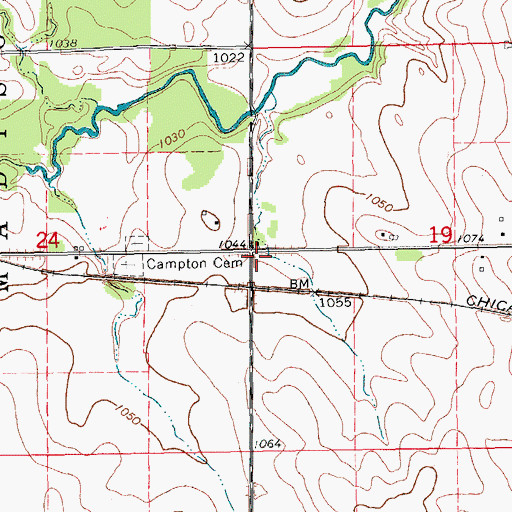 Topographic Map of Campton Post Office (historical), IA