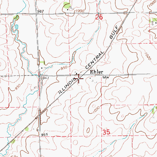 Topographic Map of Ehler Post Office (historical), IA