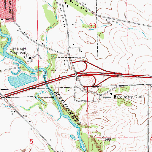 Topographic Map of Interchange 277, IA