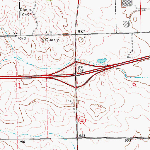 Topographic Map of Interchange 275, IA