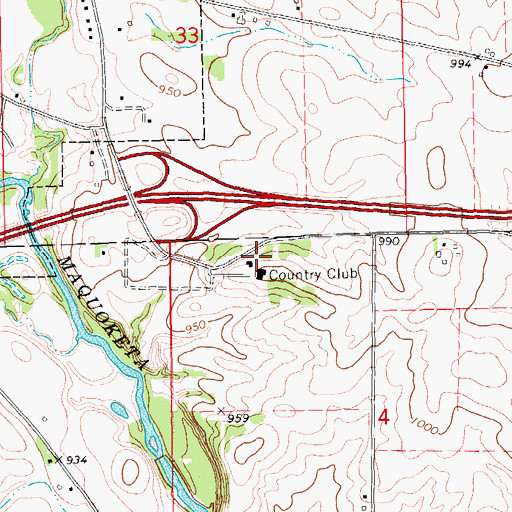 Topographic Map of Manchester Golf and Country Club, IA