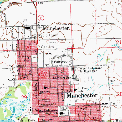 Topographic Map of Delaware County Fairgrounds, IA