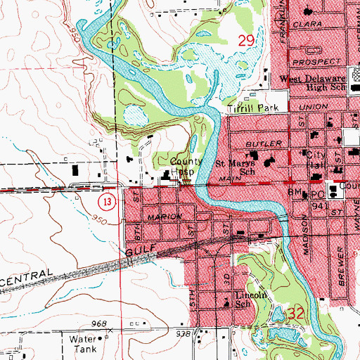 Topographic Map of Manchester Family Medical Associates Center, IA