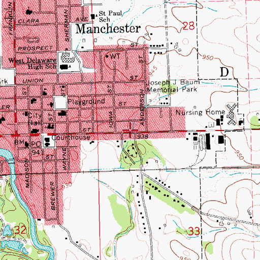 Topographic Map of Manchester Dental Clinic, IA