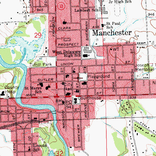 Topographic Map of First Presbyterian Church, IA
