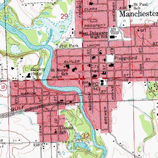 Topographic Map of Manchester Evangelical Free Church, IA