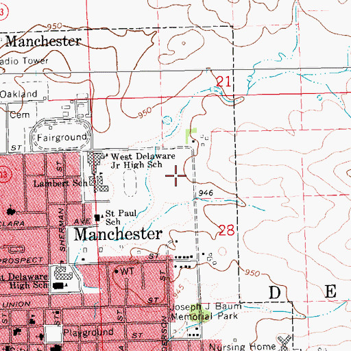 Topographic Map of Beckman Sport Complex, IA