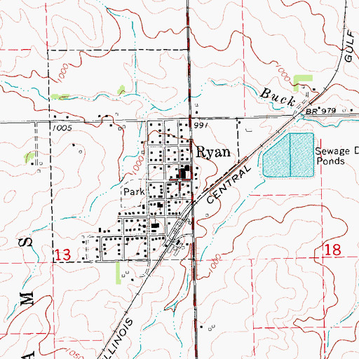 Topographic Map of Ryan Post Office, IA