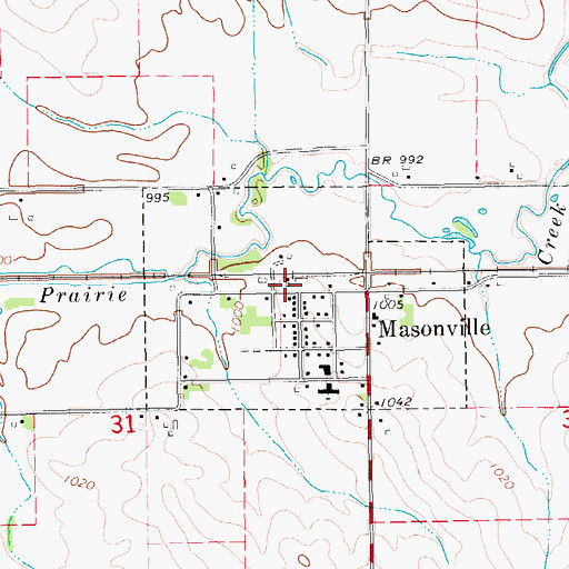 Topographic Map of Masonville, IA