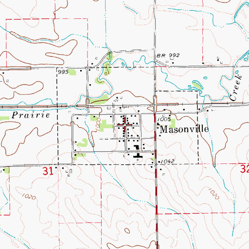 Topographic Map of Masonville Post Office, IA