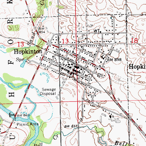 Topographic Map of Hopkinton Public Library, IA