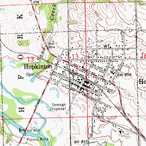 Topographic Map of Hopkinton (historical), IA