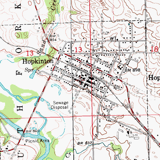 Topographic Map of Hopkinton Family Medical Center, IA
