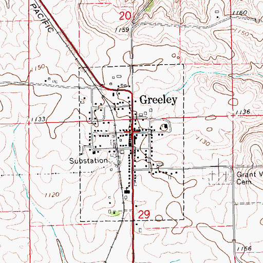 Topographic Map of Greeley United Methodist Church, IA