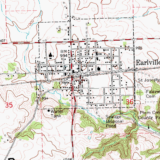 Topographic Map of Earlville, IA