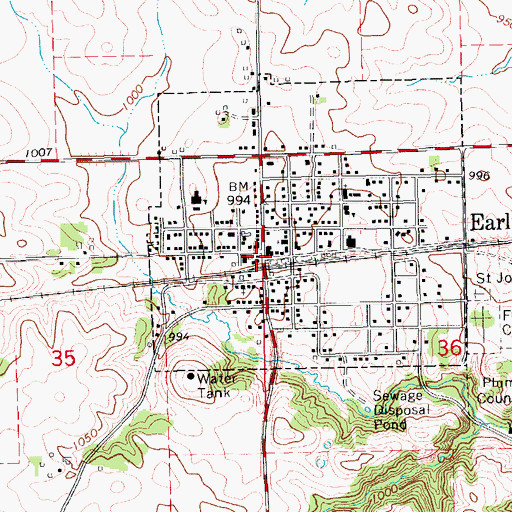 Topographic Map of Earlville Post Office, IA