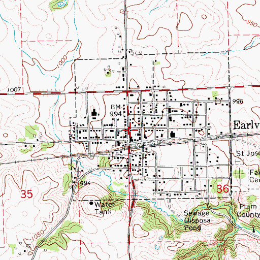Topographic Map of Ruth Suckow Memorial Library, IA