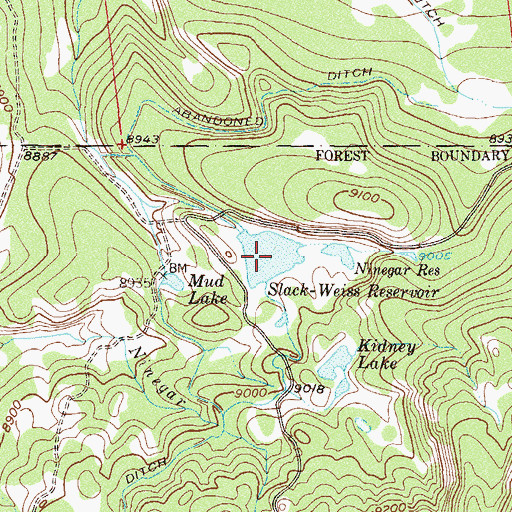 Topographic Map of Slack-Weiss Reservoir, CO