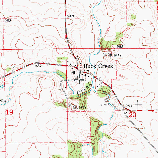 Topographic Map of Buck Creek Cemetery, IA