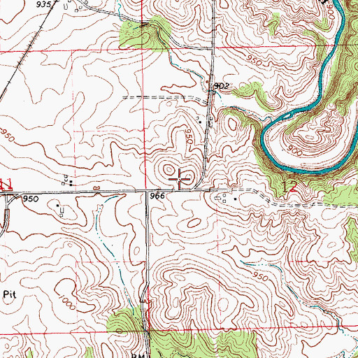 Topographic Map of Mount Pleasant Cemetery, IA
