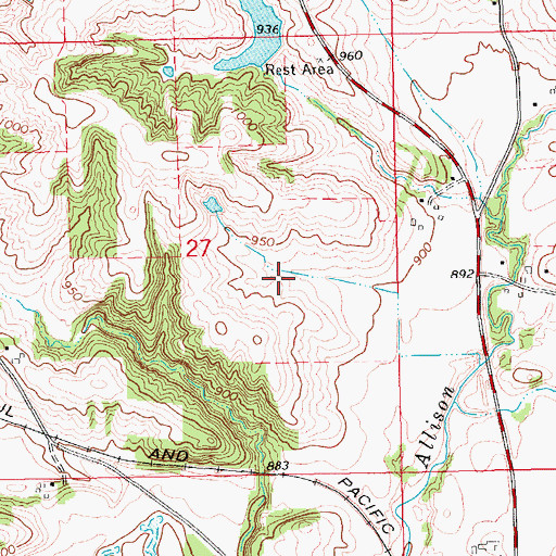 Topographic Map of Allison Cemetery, IA
