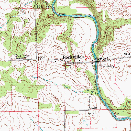 Topographic Map of Rockville Cemetery, IA