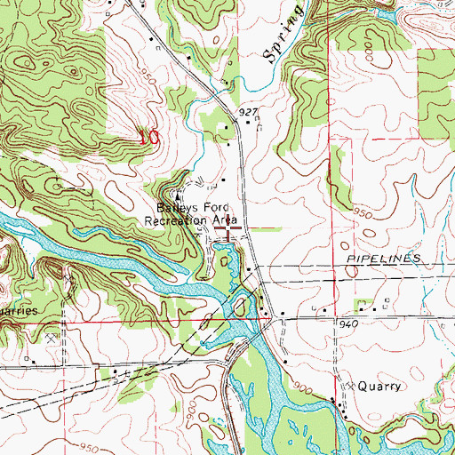 Topographic Map of Bailey's Ford Access Historical Marker, IA