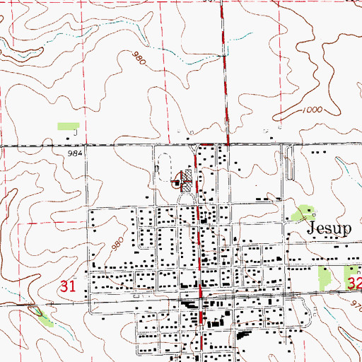 Topographic Map of Jesup Elementary School, IA