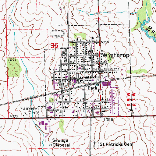 Topographic Map of Winthrop Library, IA