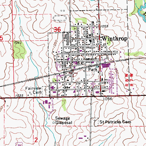 Topographic Map of Winthrop, IA