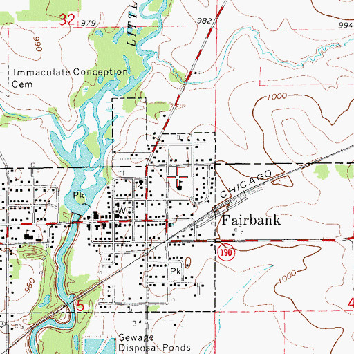 Topographic Map of Fairbank Elementary School, IA