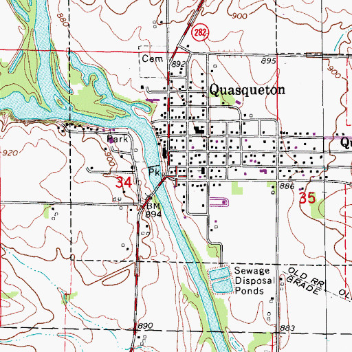 Topographic Map of Quasqueton (historical), IA