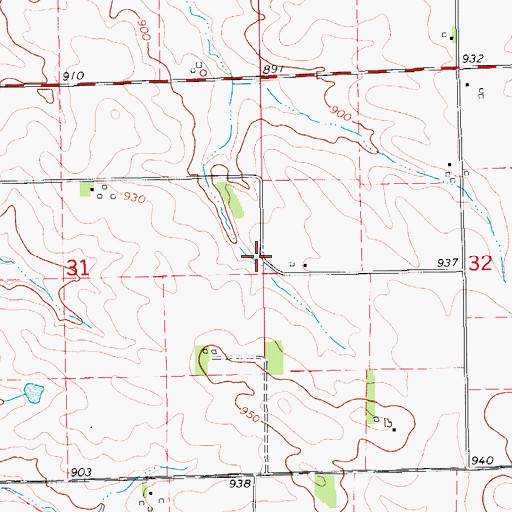 Topographic Map of Bearbower Sand Prairie Area, IA