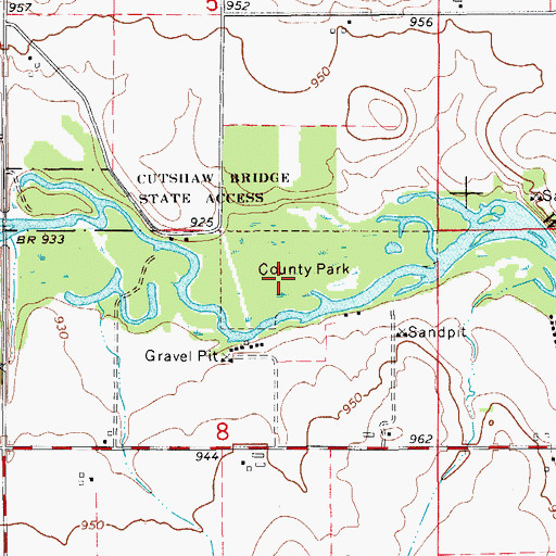 Topographic Map of Mickey Fox Wildlife Area, IA