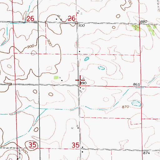 Topographic Map of Cana Post Office (historical), IA