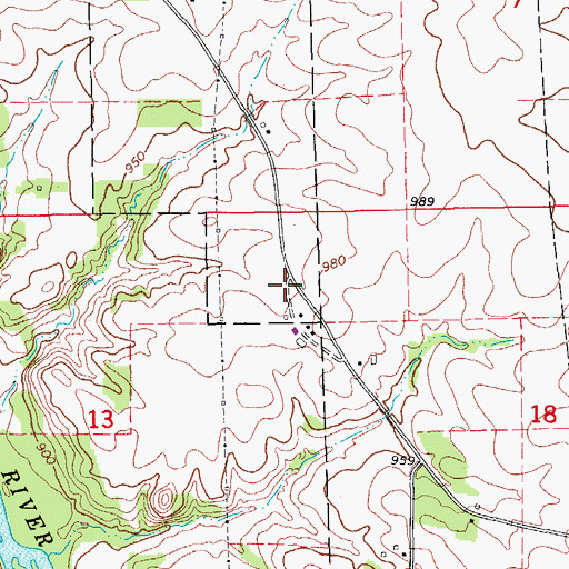 Topographic Map of Gatesville Post Office (historical), IA