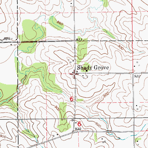Topographic Map of Shady Grove Post Office (historical), IA