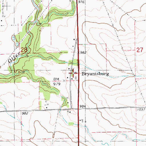 Topographic Map of Byrantburg Post Office (historical), IA