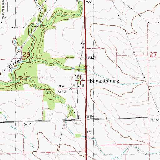 Topographic Map of Bryantburg (historical), IA