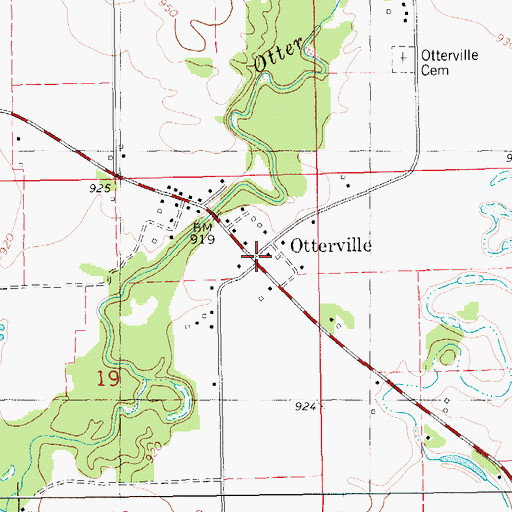 Topographic Map of Otterville Post Office (historical), IA