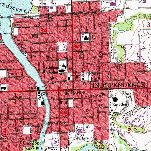 Topographic Map of Buchanan County Sheriff's Office, IA