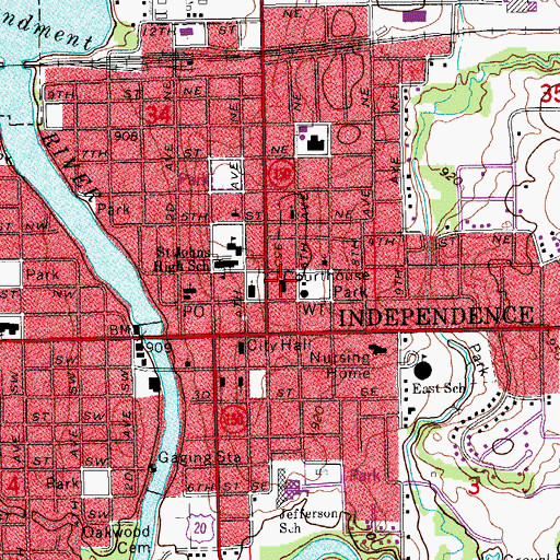 Topographic Map of Buchanan County Courthouse, IA