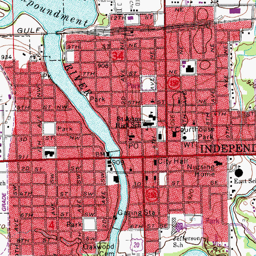 Topographic Map of Independence Public Library, IA