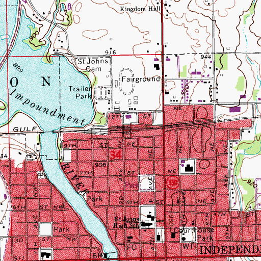 Topographic Map of Independence, IA