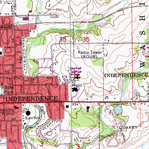 Topographic Map of East Towne Care Center, IA