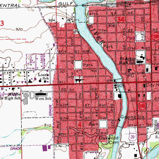 Topographic Map of First Presbyterian Church, IA